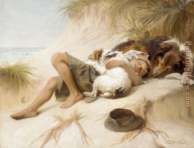 Unknown Artist Margaret Collyer Young Boy Asleep with Dogs